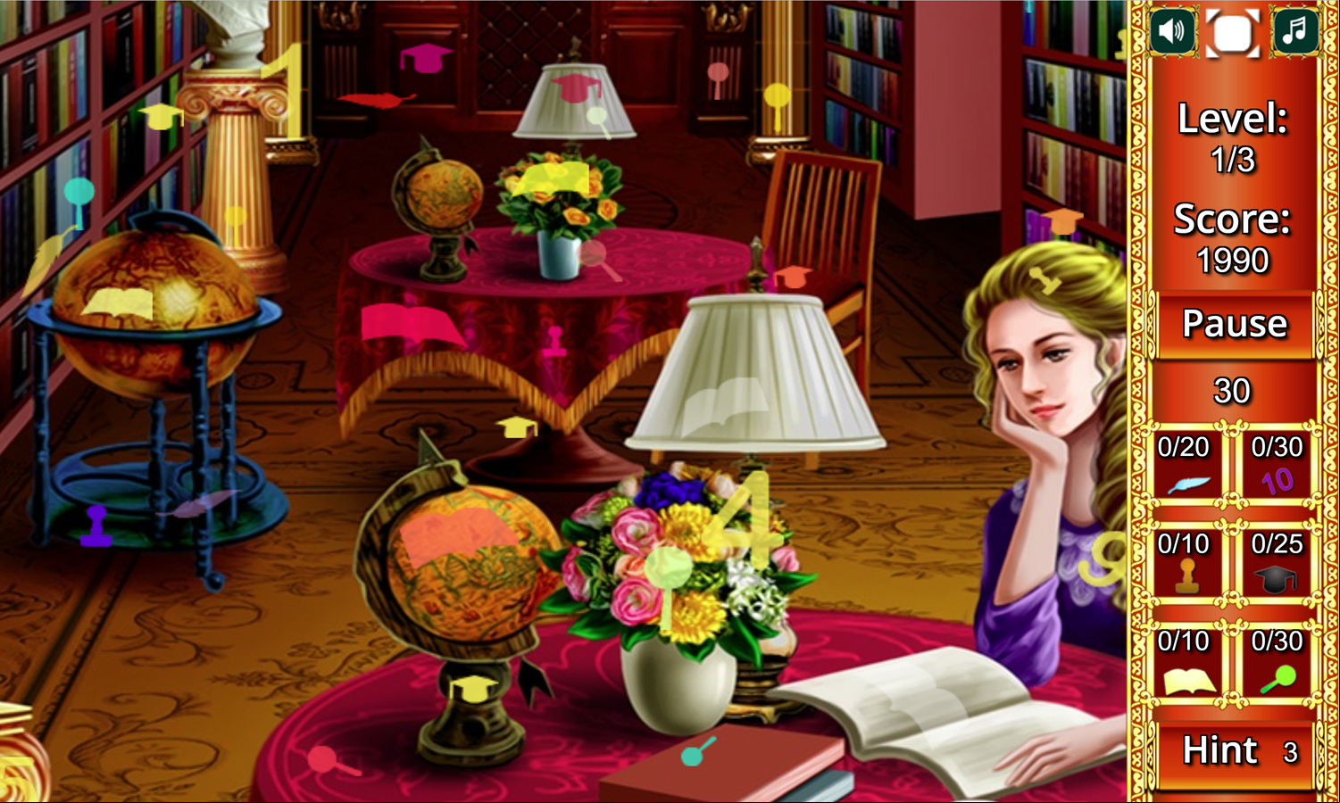Hidden Library Game Zoomed In Screenshot.