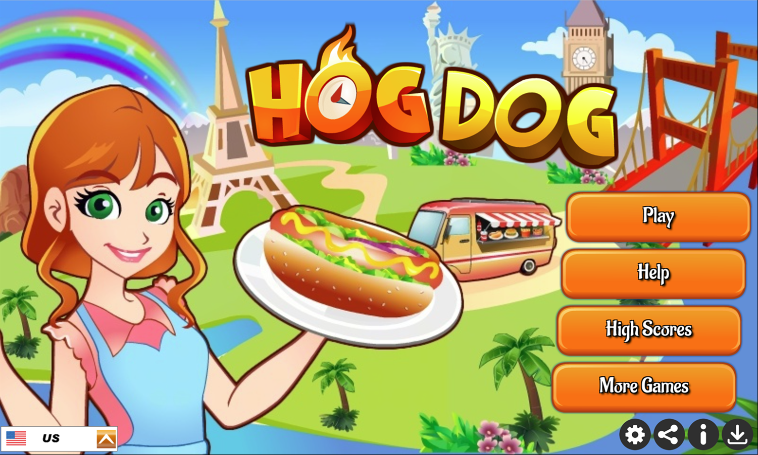 Hotdog Shop Game Welcome Screen Screenshot.
