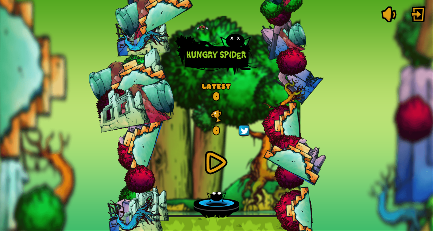 Hungry Spider Game Welcome Screen Screenshot.