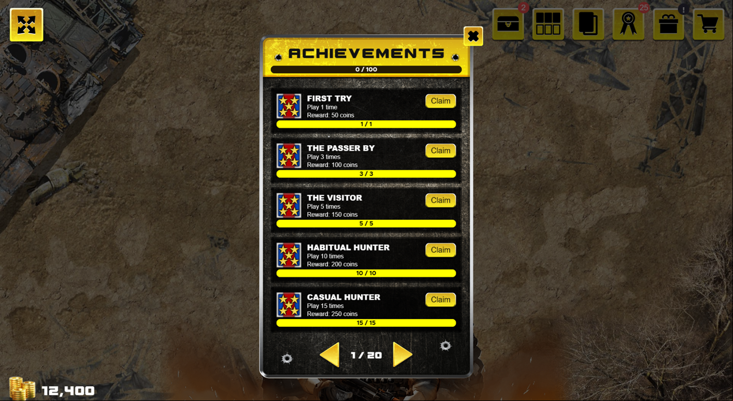 Hunter Hitman Game Achievements Screenshot.