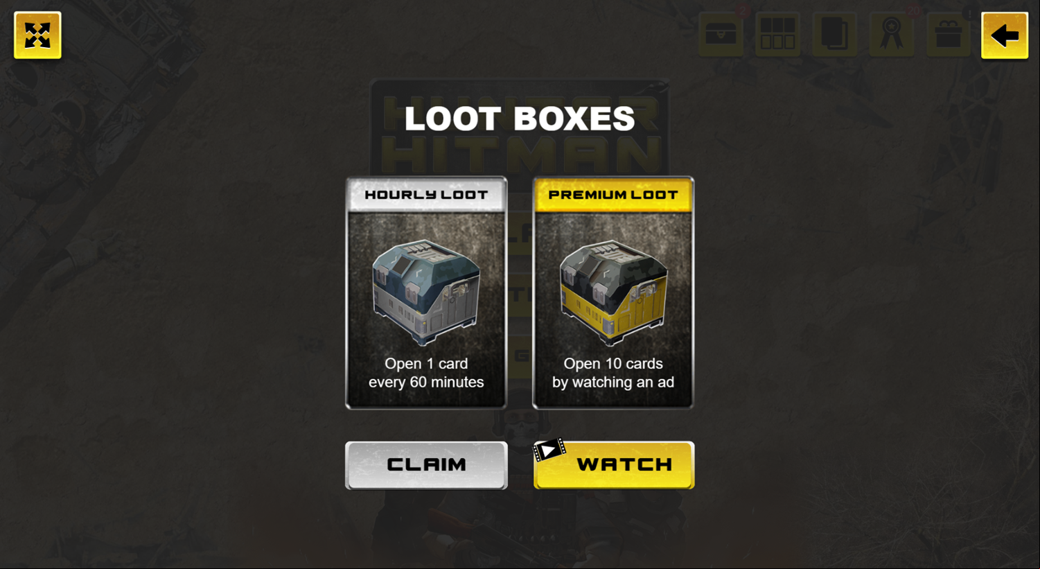 Hunter Hitman Game Loot Boxes Screenshot.