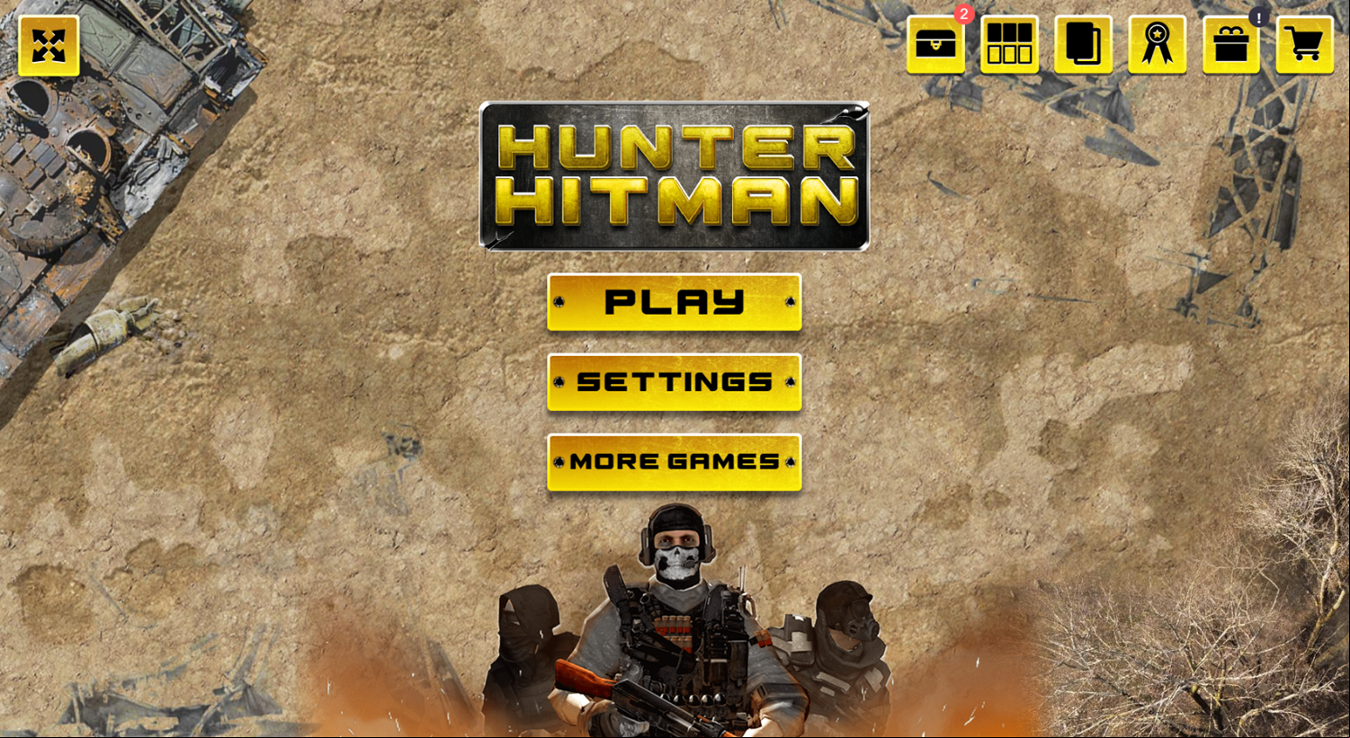 Hunter Hitman Game Welcome Screen Screenshot.