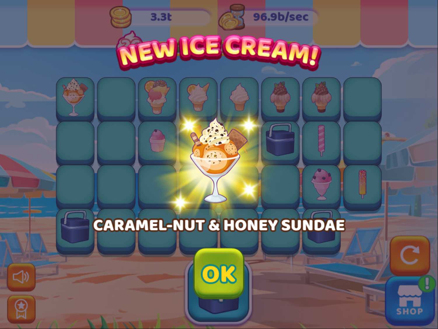Ice Cream Merge Game Carmel Nut and Honey Sundae Screenshot.