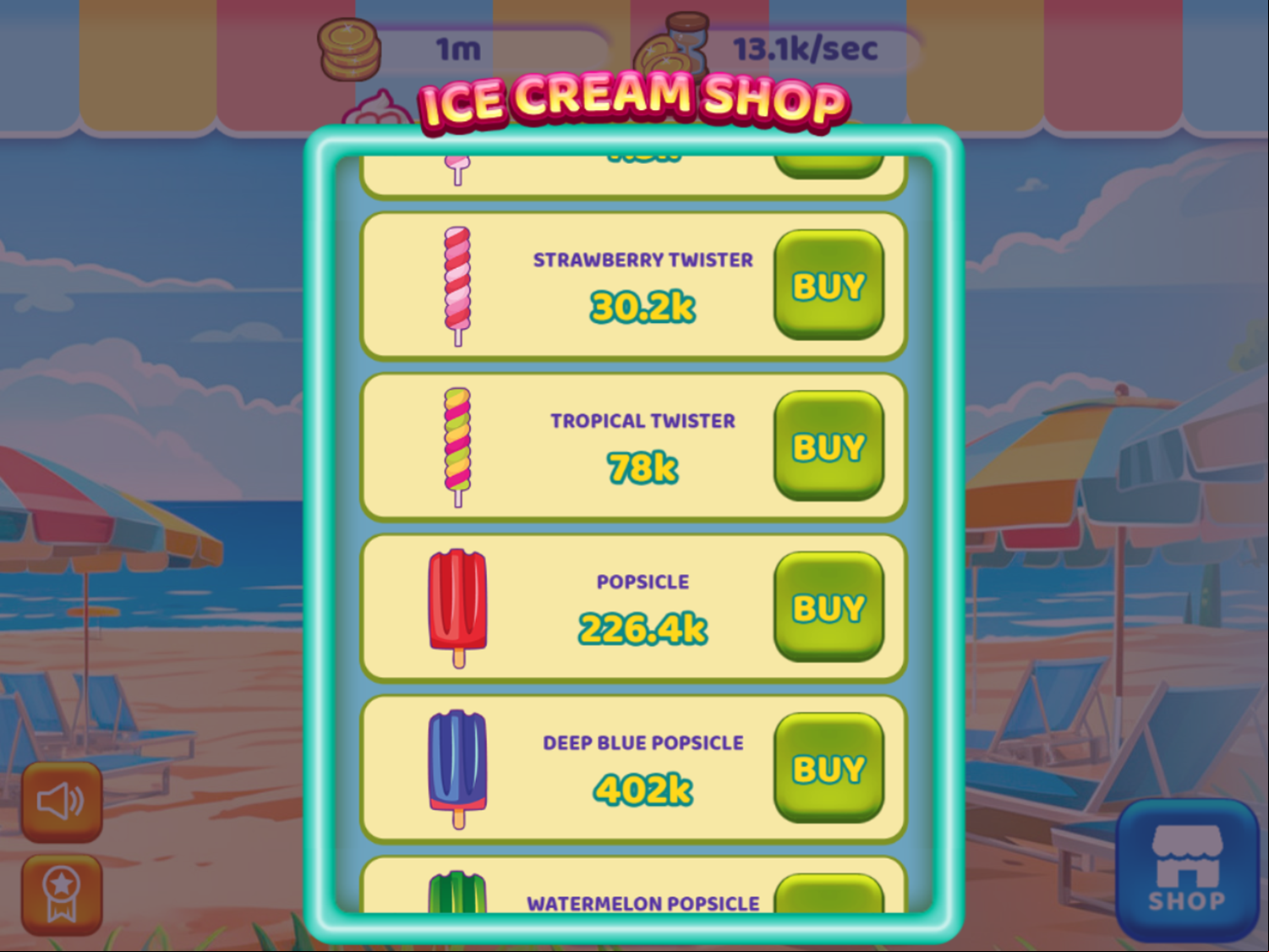 Ice Cream Merge Game Shop Screen Screenshot.