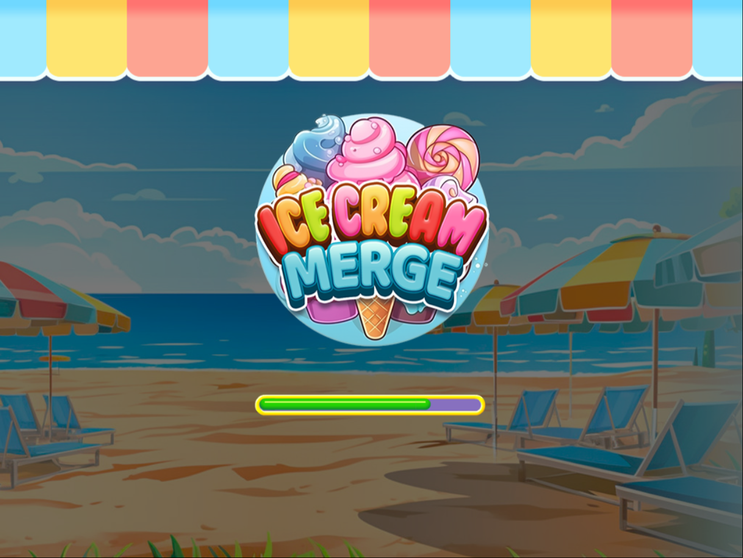 Ice Cream Merge Game Welcome Screen Screenshot.