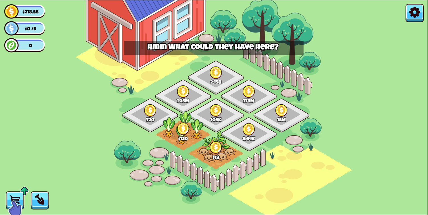 Idle Farming Business Game Opening Upgrades Shop Screenshot.