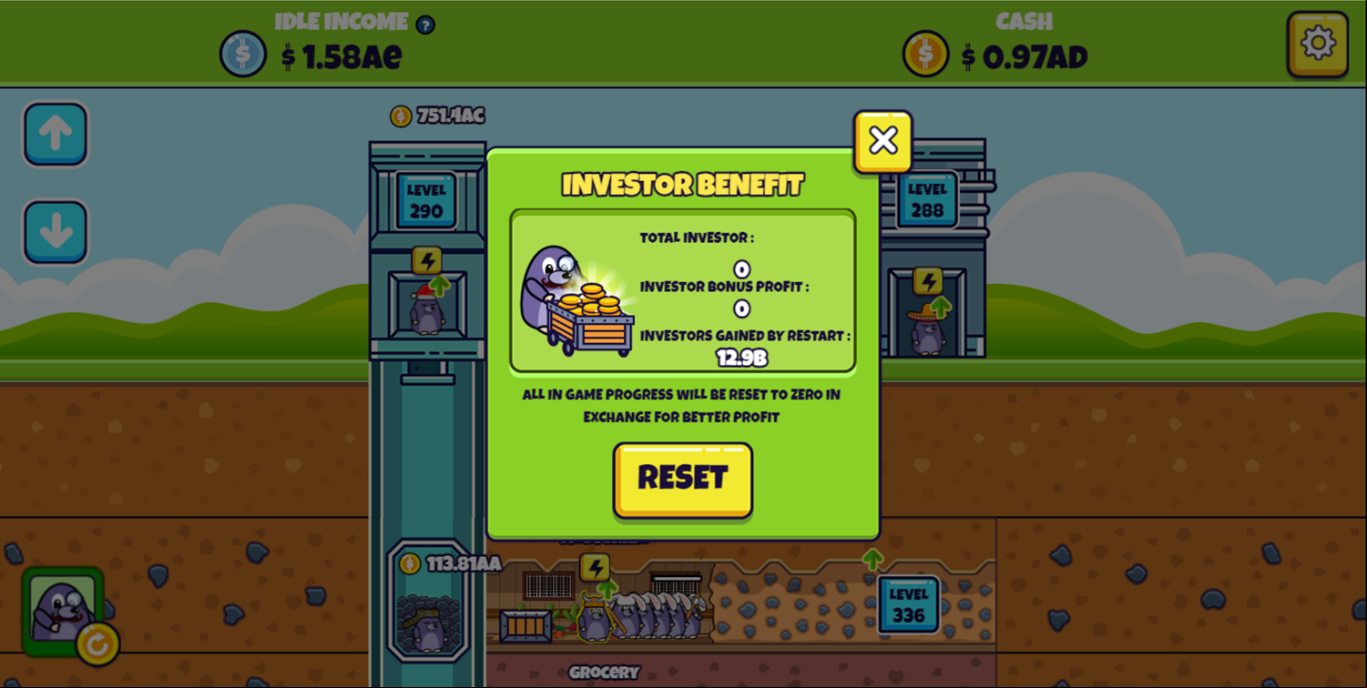 Idle Mole Empire Game Sell Business Screenshot.