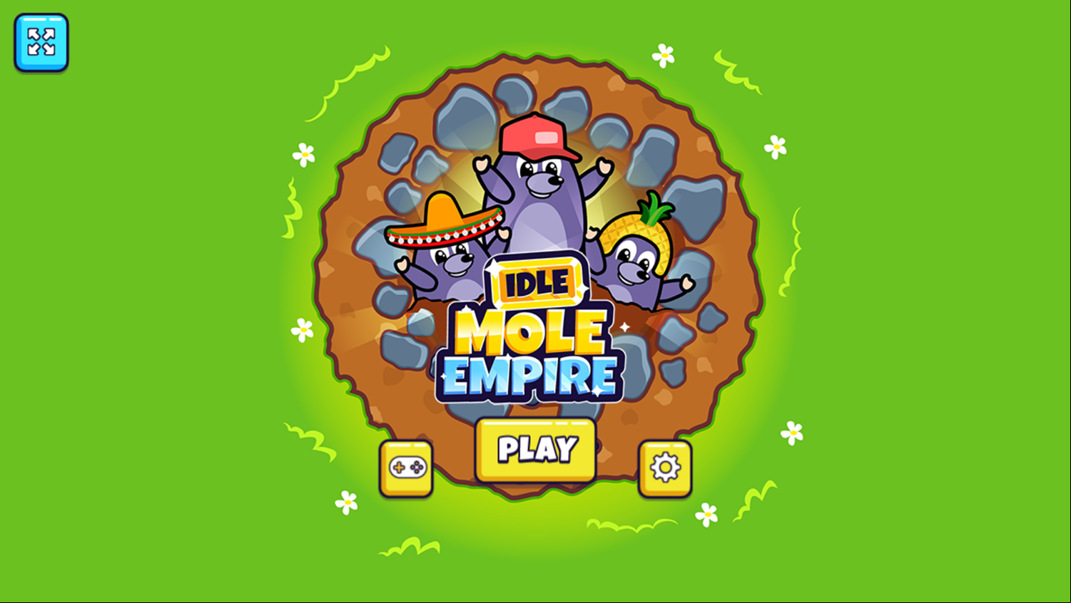 Idle Mole Empire Game Welcome Screen Screenshot.