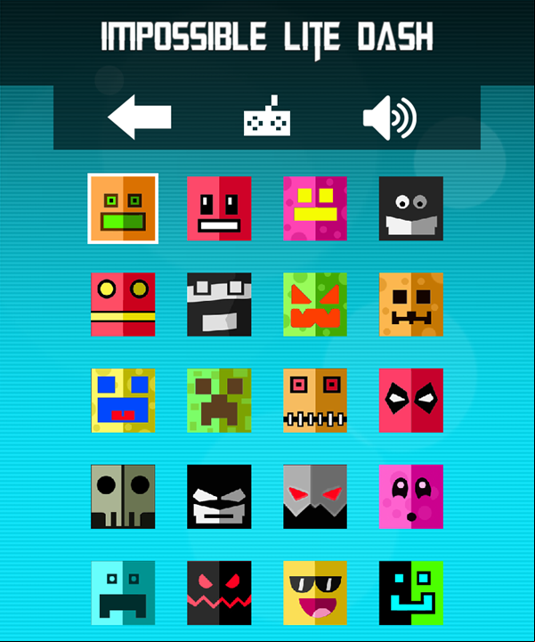 Impossible Lite Dash Game Character Select Screenshot.