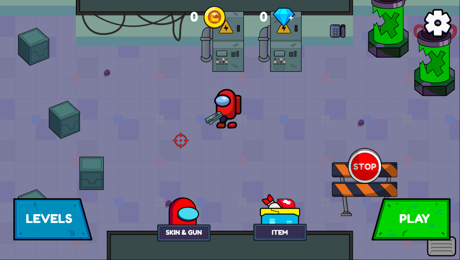 Impostor vs Zombies Game Welcome Screen Screenshot.