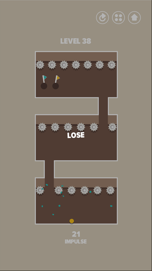 Impulse Ball 2 Game Level Failed Screen Screenshot.