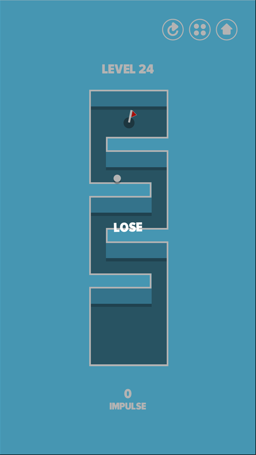 Impulse Ball Game Level Failed Screen Screenshot.