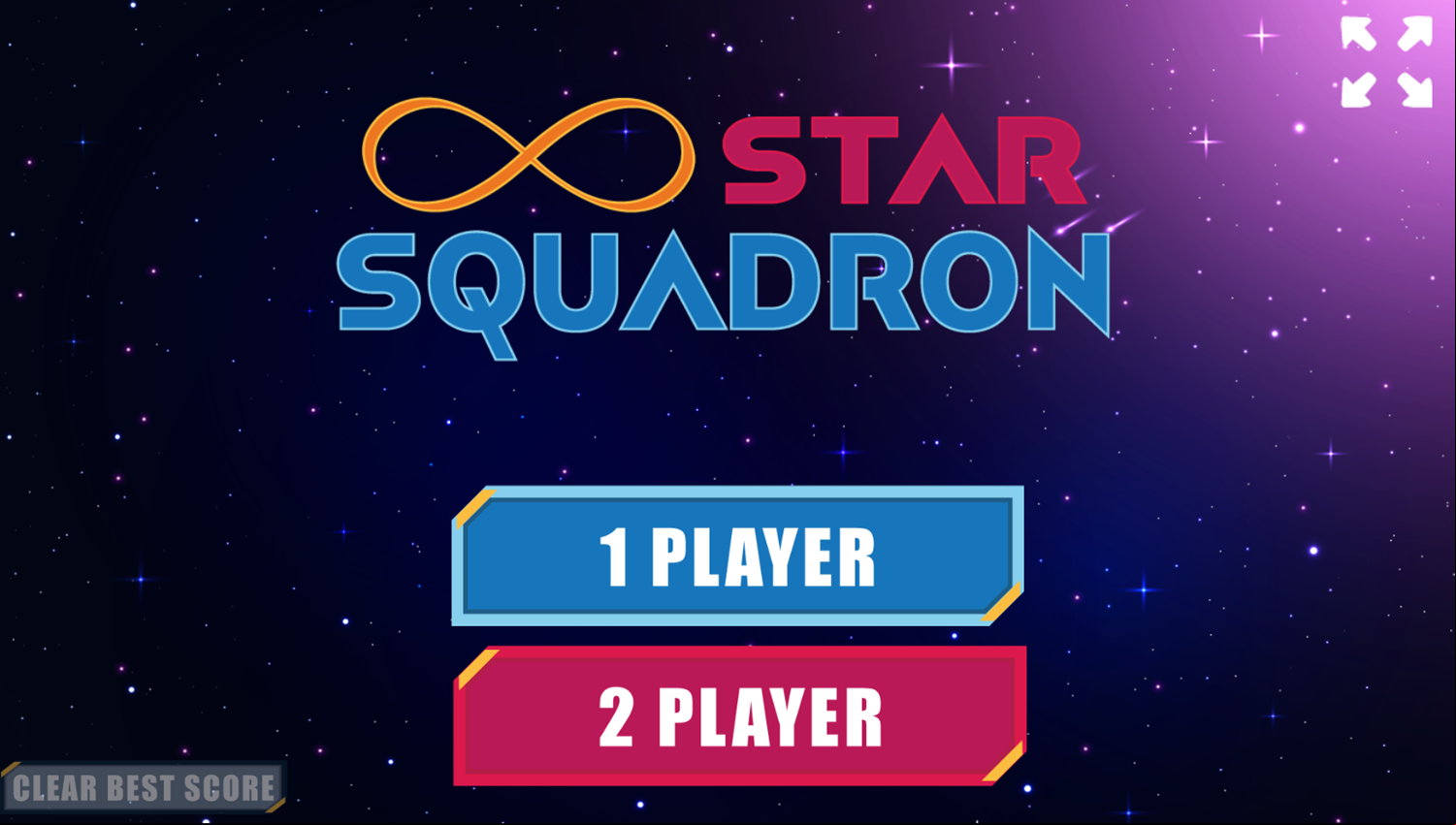 Infinity Star Squadron Game Welcome Screen Screenshot.