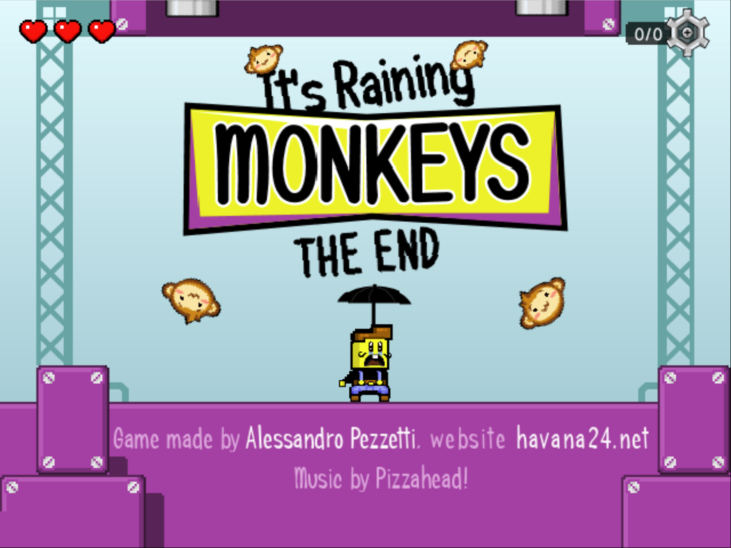It's Raining Monkeys Game Over Screen Screenshot.