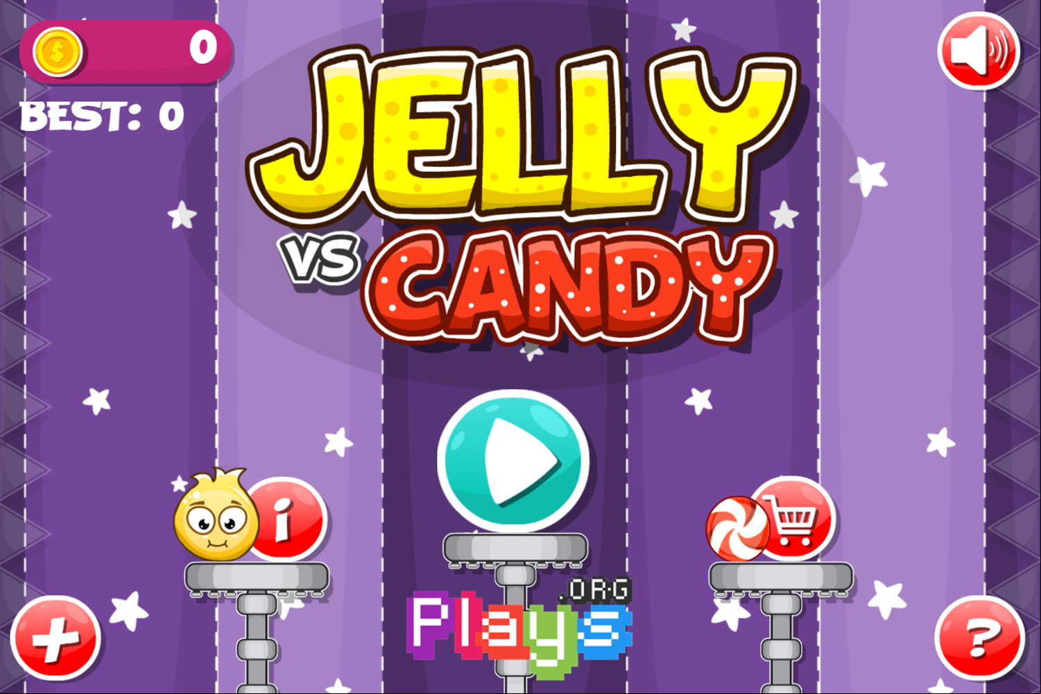 Jelly vs Candy Game Welcome Screen Screenshot.