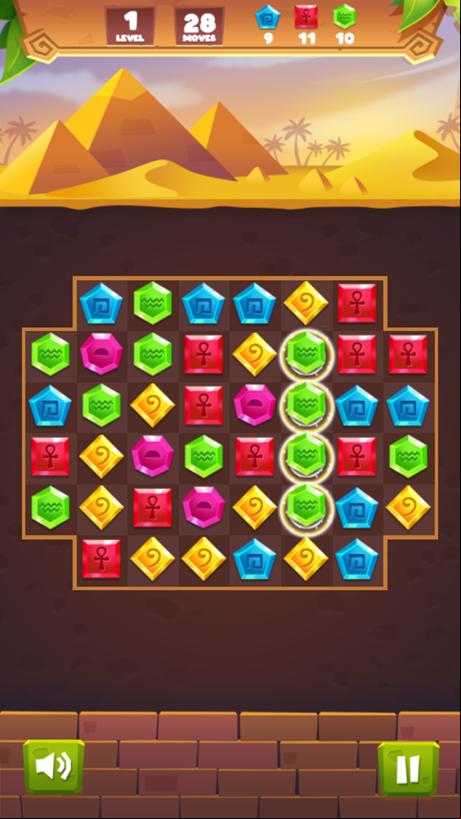 Jewel Treasure Game Pattern Screenshot.