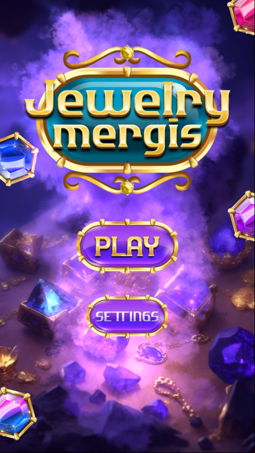 Jewelry Mergis Game Welcome Screen Screenshot.