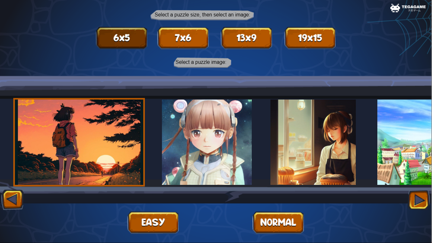 Jigsaw Cartoon Game Welcome Screen Screenshot.