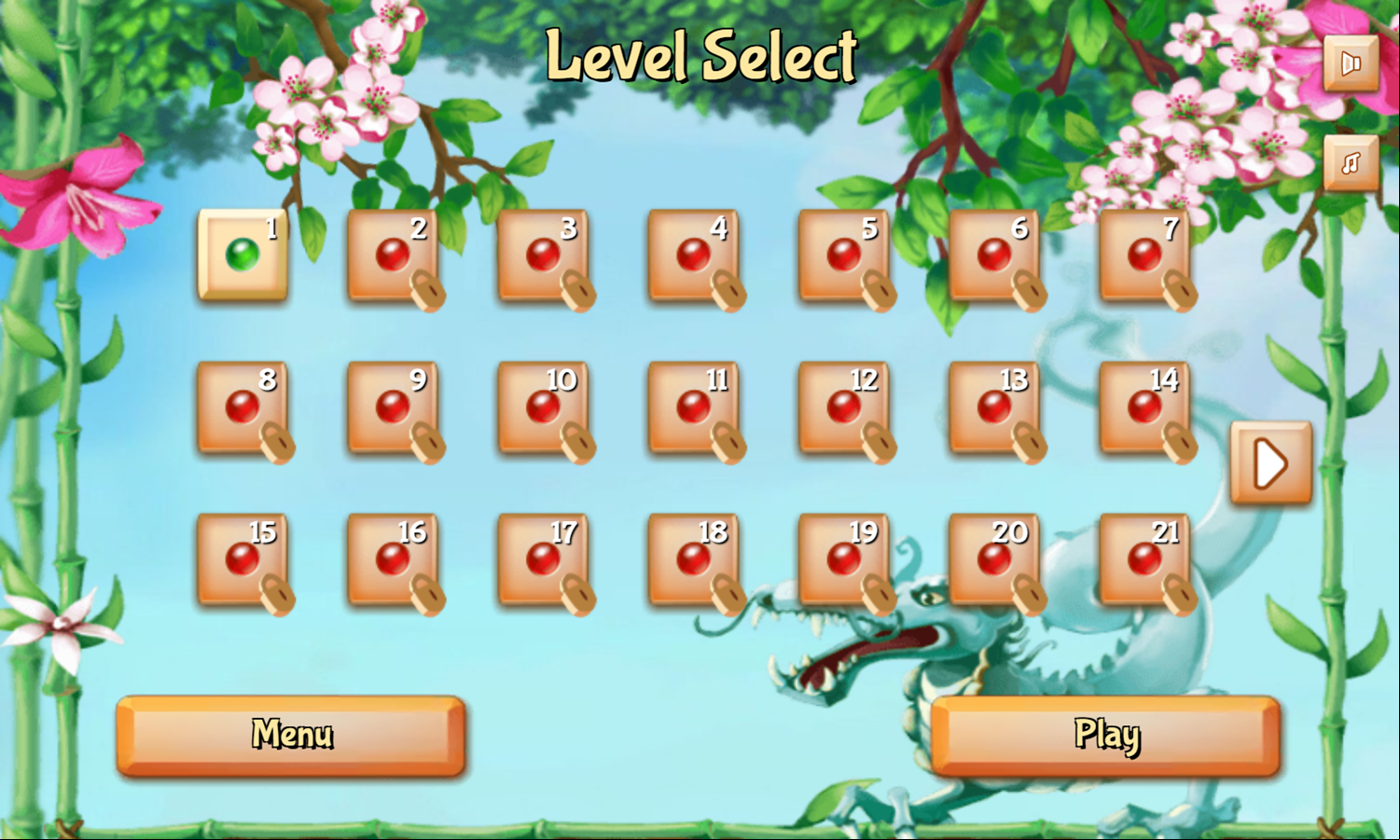 Jolly Jong One Game Level Select Screenshot.