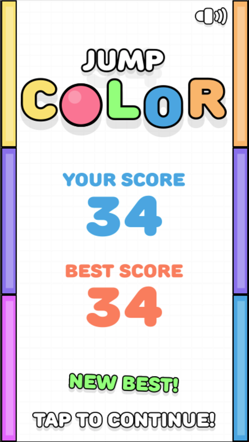 Jump Color Game Over Screen Screenshot.
