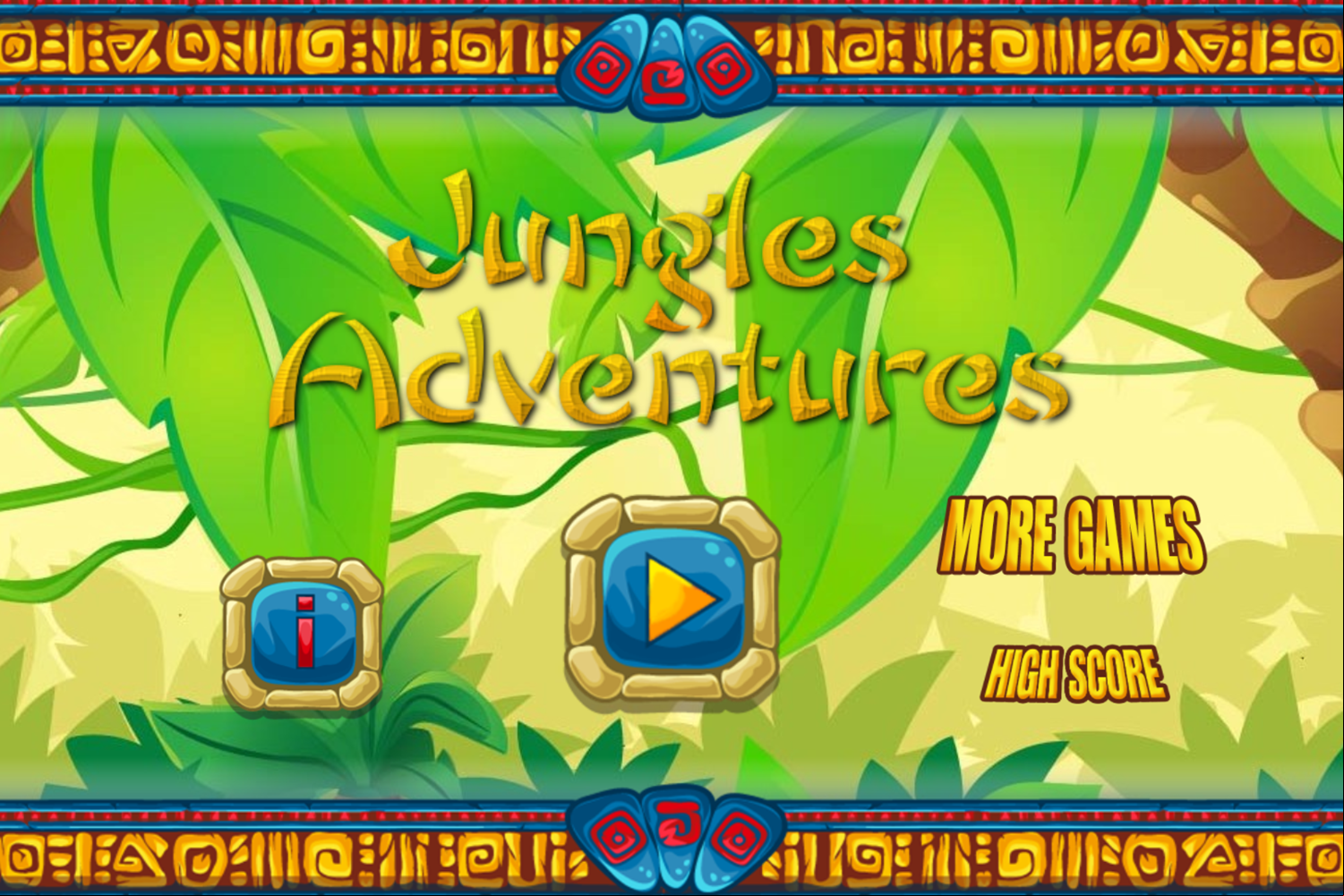 Jungles Adventure Game Welcome Screen Screenshot.