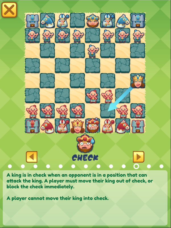 Junior Chess Check Instructions Screenshot.