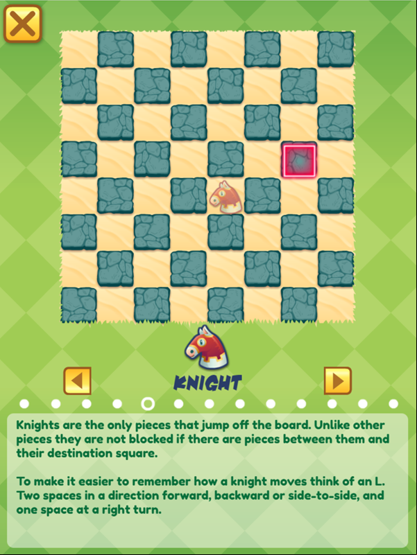 Junior Chess Knight Movement Instructions Screenshot.