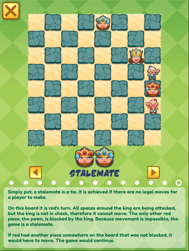 Junior Chess Stalemate Instructions Screenshot.