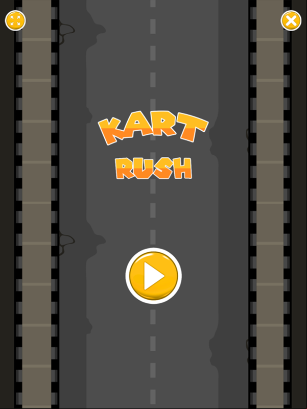 Kart Rush Game Welcome Screen Screenshot.