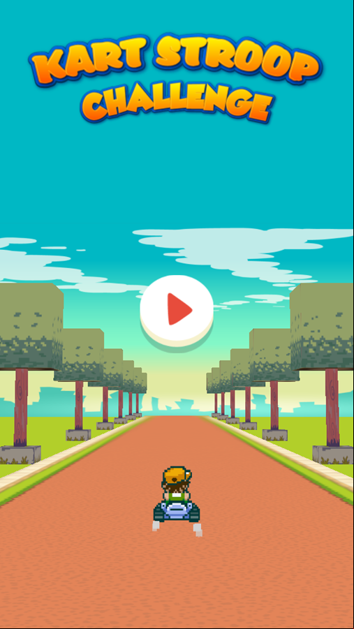 Kart Stroop Challenge Game Welcome Screen Screenshot.