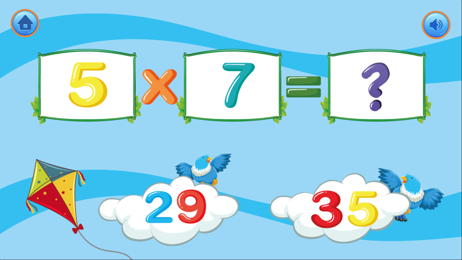 Kidos Times Table Game Question Screenshot.