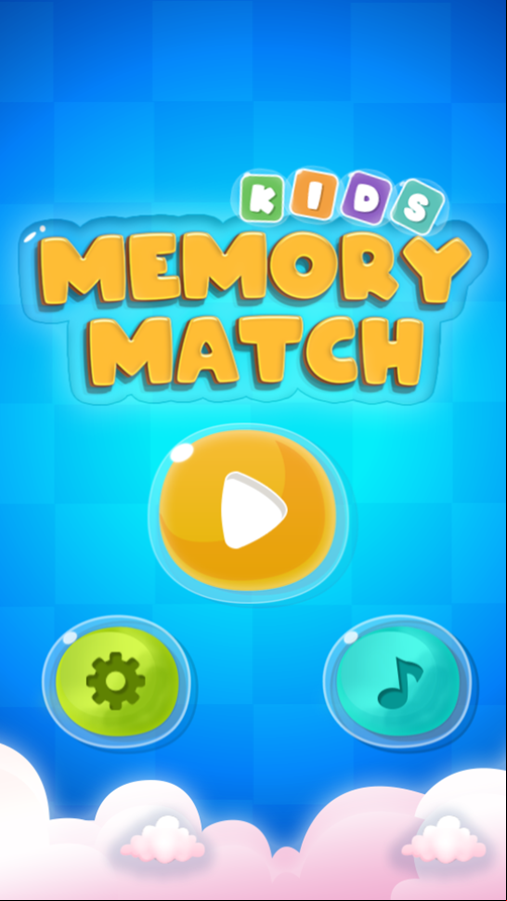 Kids Memory Match Game Welcome Screen Screenshot.
