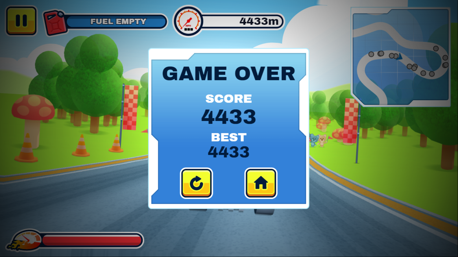 King Kong Kart Racing Game Over Screenshot.