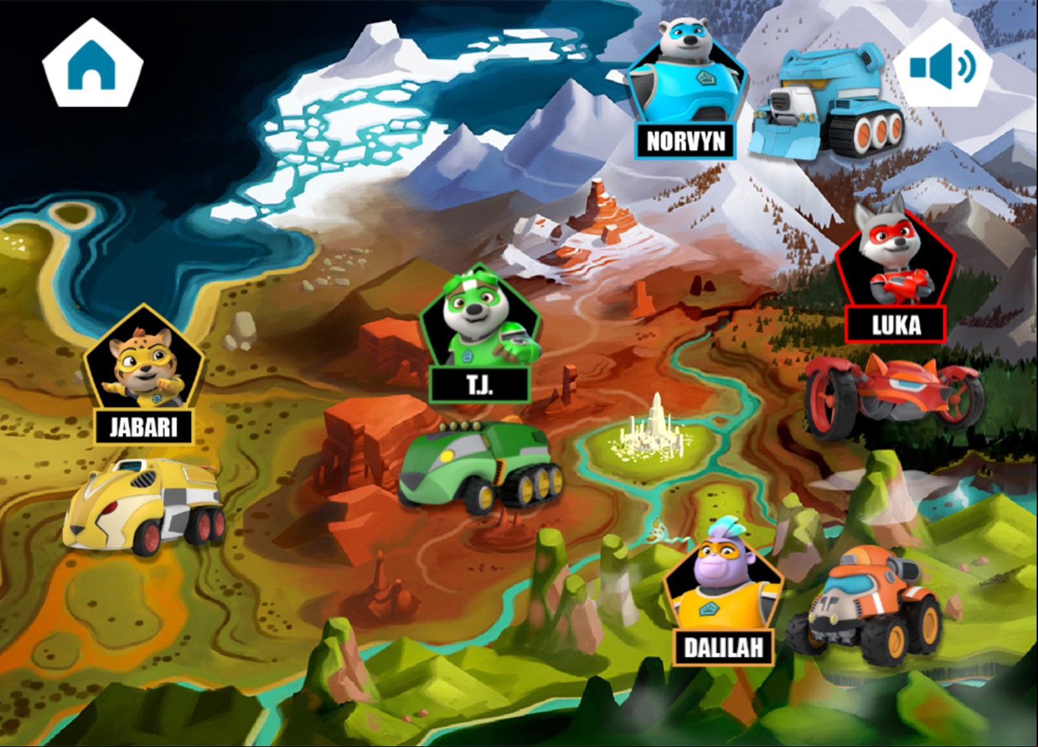 Kingdom Force Volcano Chase Game Stage Select Screenshot.