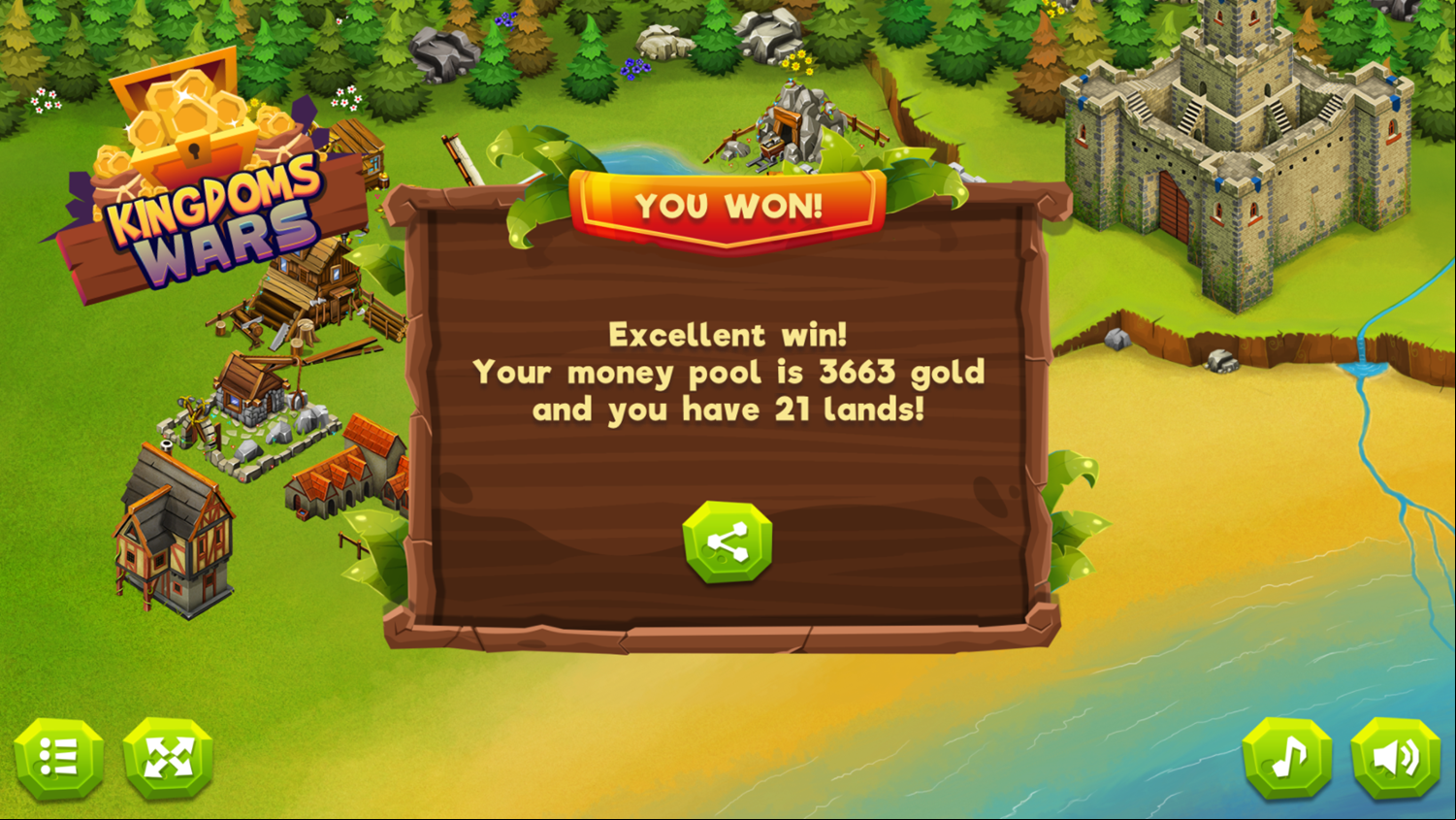 Kingdoms Wars Game Won Screenshot.