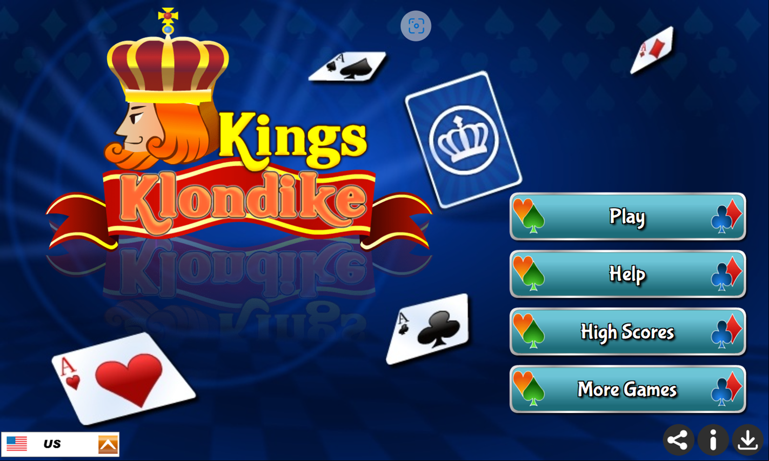 Kings Klondike Game Welcome Screen Screenshot.