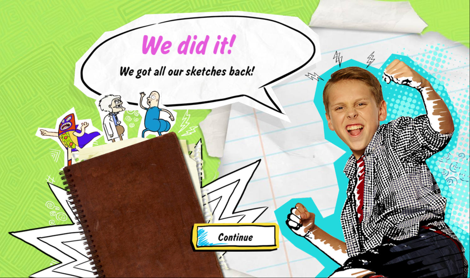 Kirby Buckets Scrawl & Brawl Game Beat Screen Screenshot.