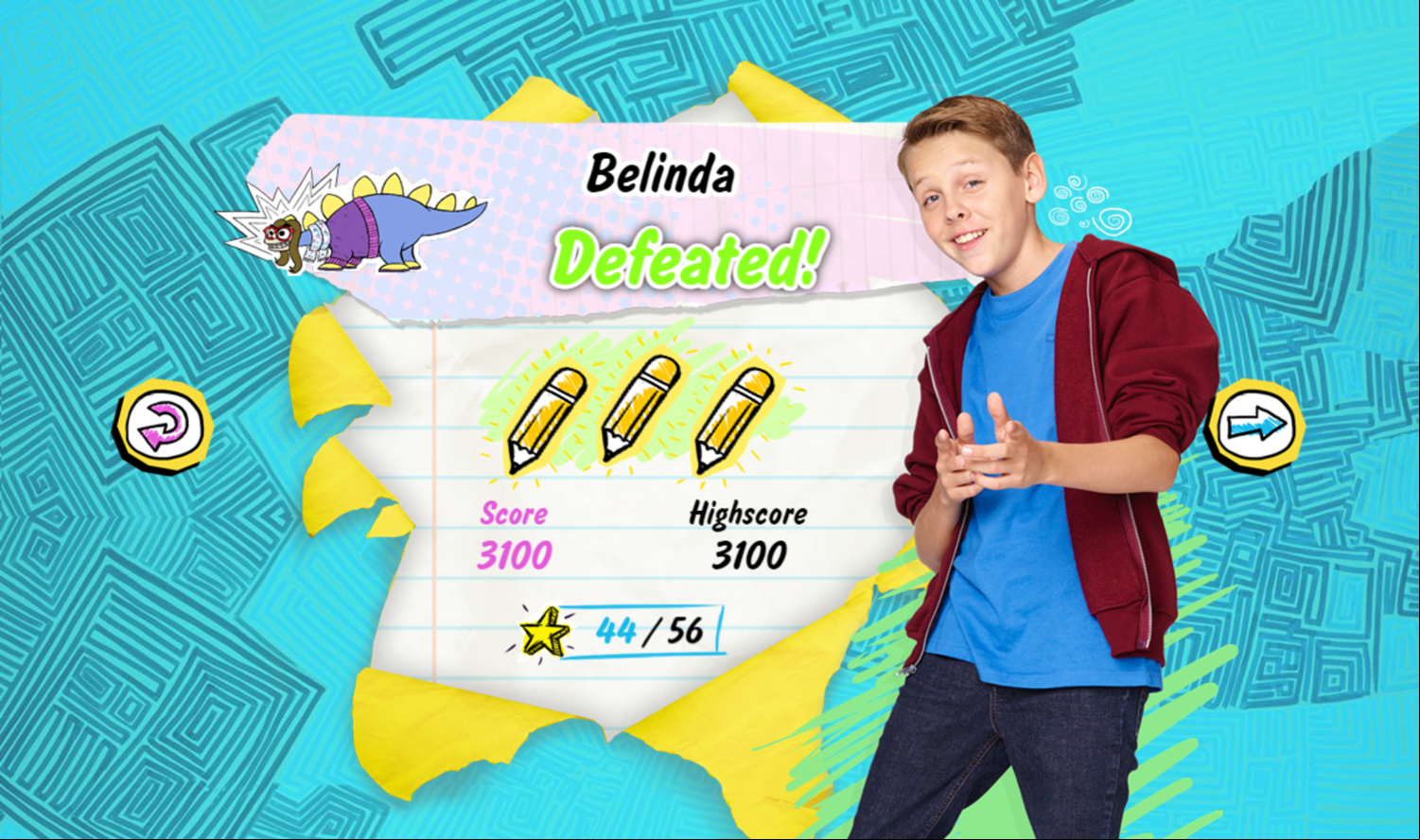 Kirby Buckets Scrawl & Brawl Game Level Beat Screen Screenshot.