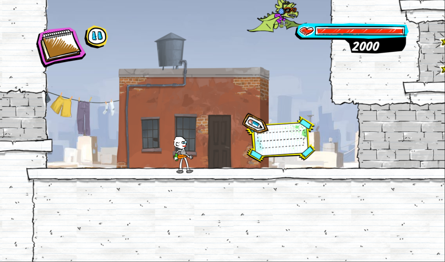 Kirby Buckets Scrawl & Brawl Game Postcard Drawing Screenshot.