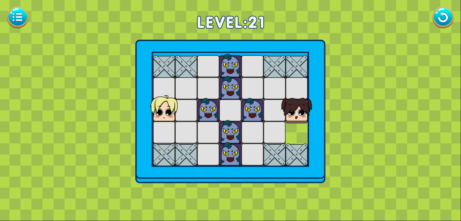 Kiss Me Puzzle Game Level With Six Monsters Screenshot.