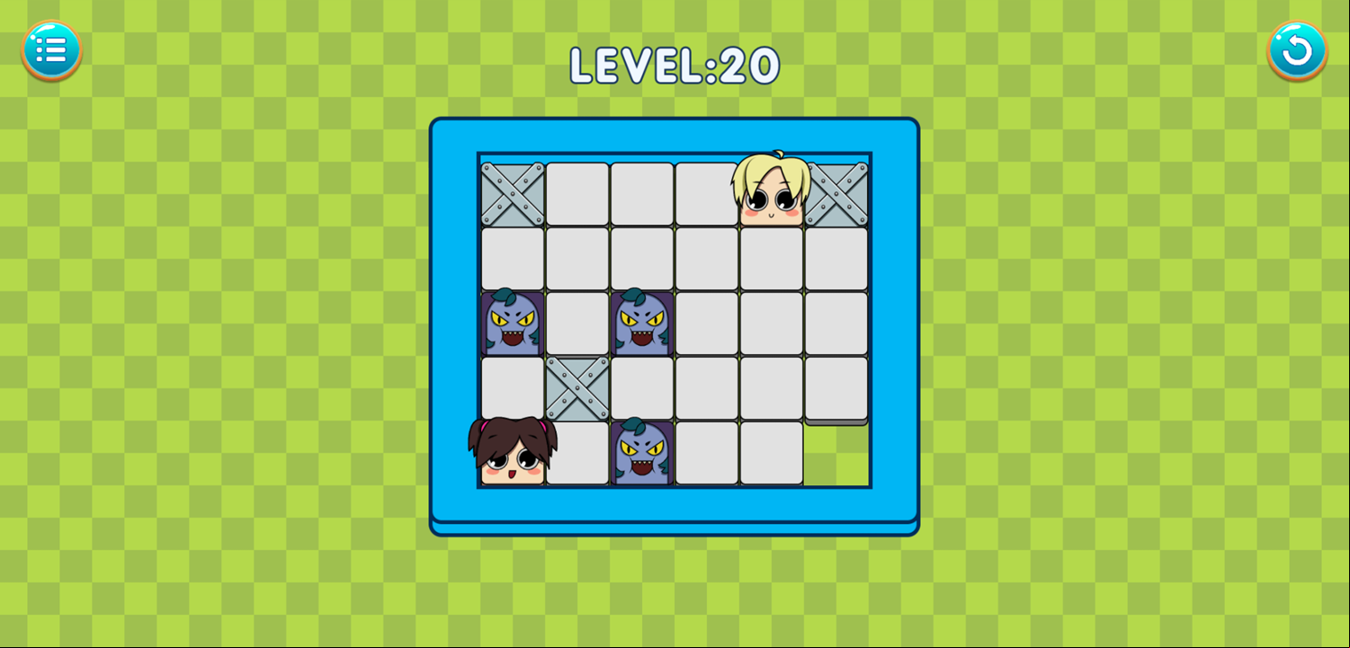 Kiss Me Puzzle Game Level With Three Monsters Screenshot.
