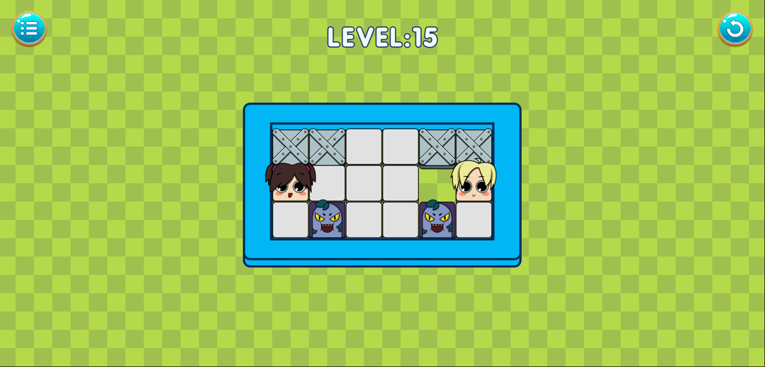 Kiss Me Puzzle Game Level With Two Monsters Screenshot.
