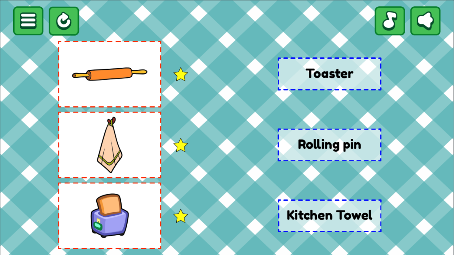 Kitchen Word Game Level Start Screenshot.