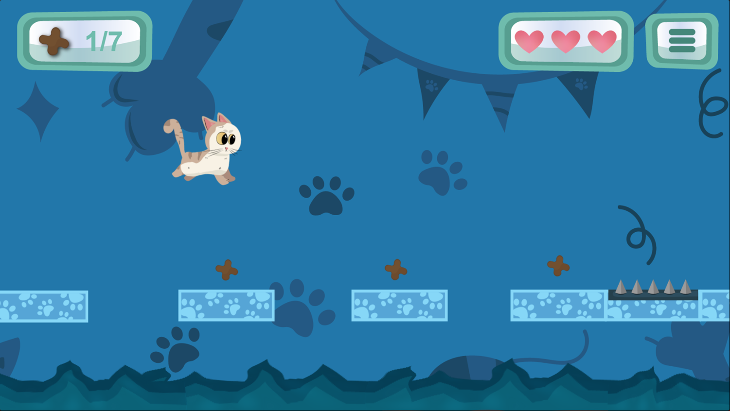 Kitty's World Game Level Platforming Screenshot.