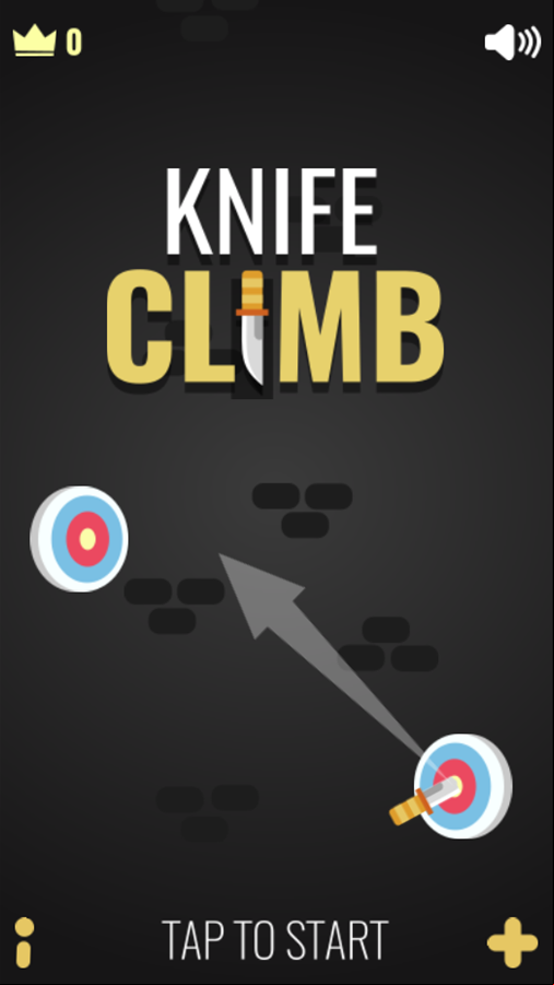 Knife Climb Game Welcome Screen Screenshot.