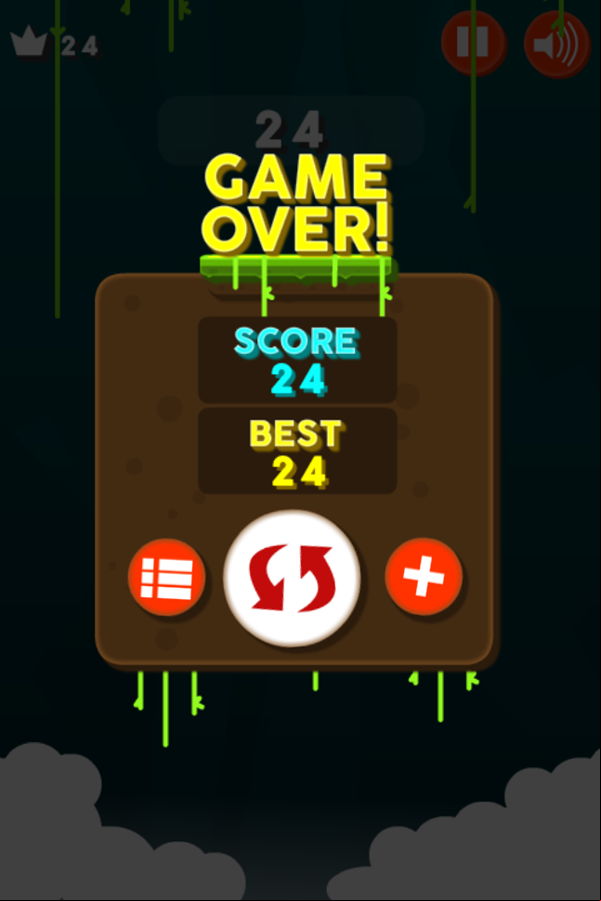 Knife Jump Game Over Screenshot.