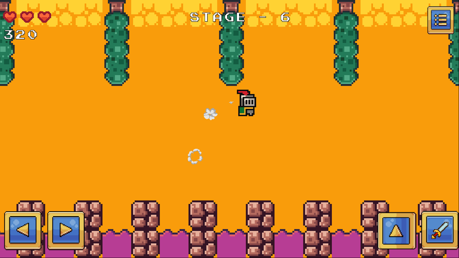 Knight Platformer Game Level Progress Screenshot.