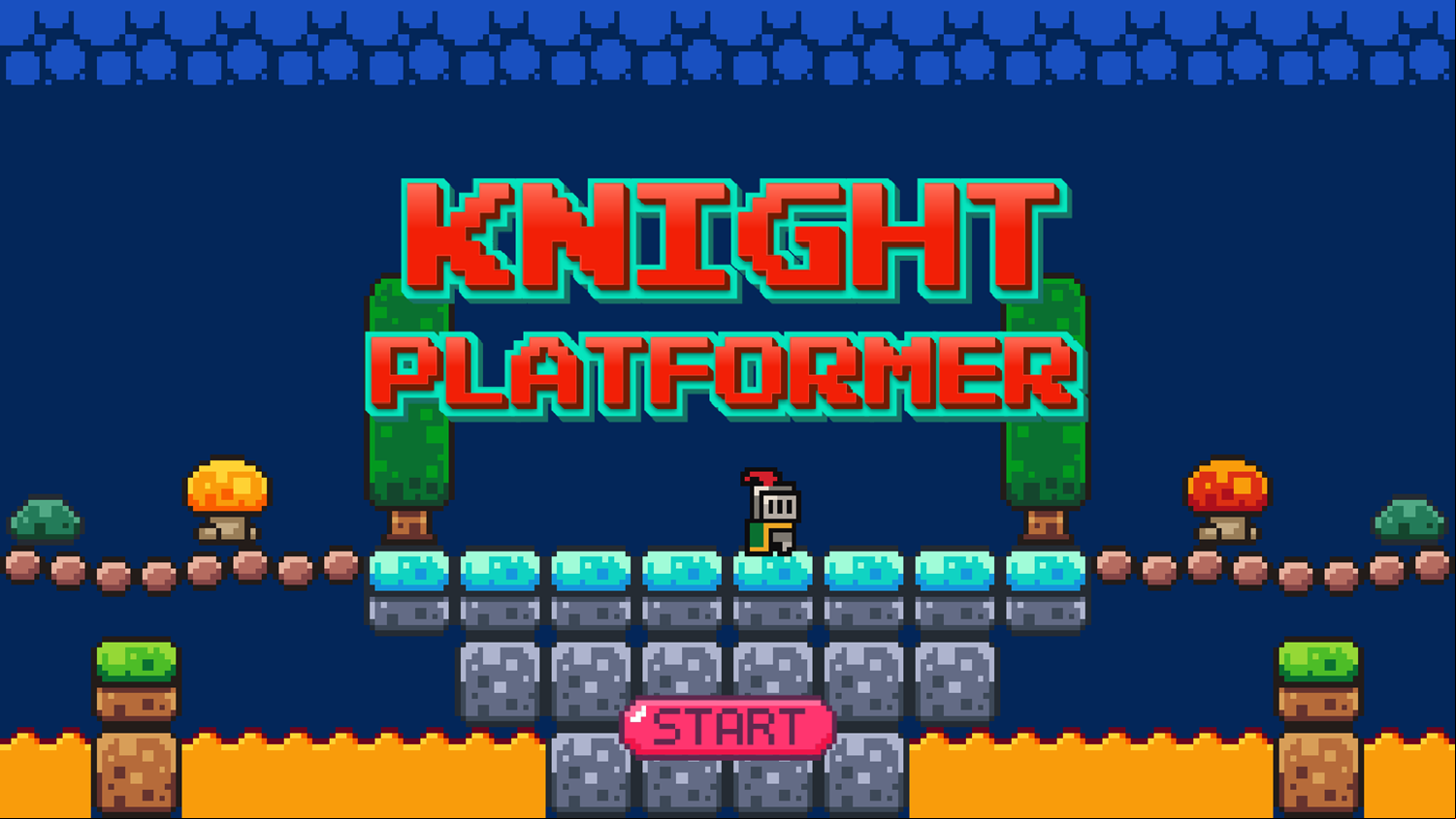 Knight Platformer Game Welcome Screen Screenshot.
