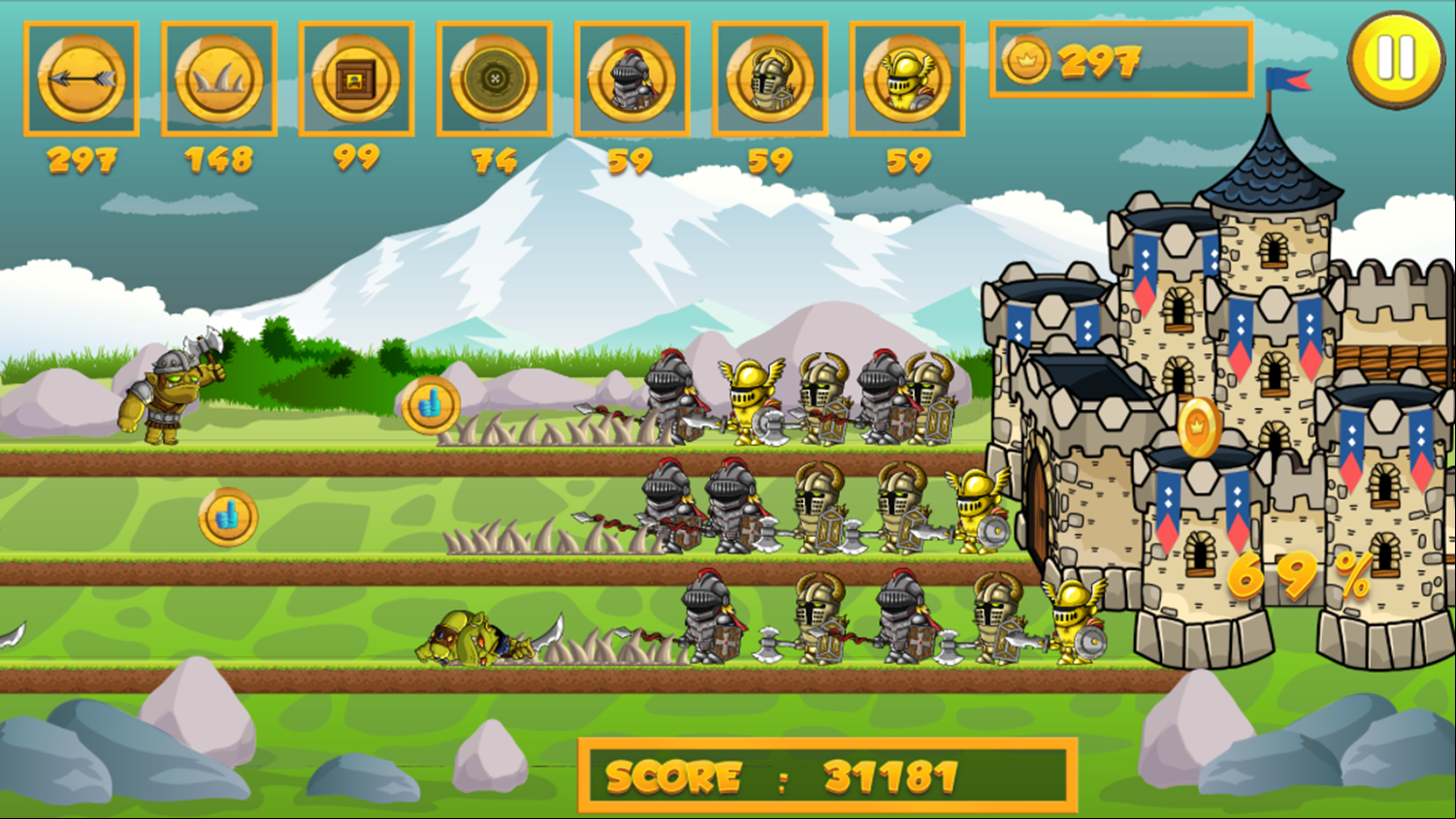 Knight vs Orc Game Perfect Defense Screenshot.