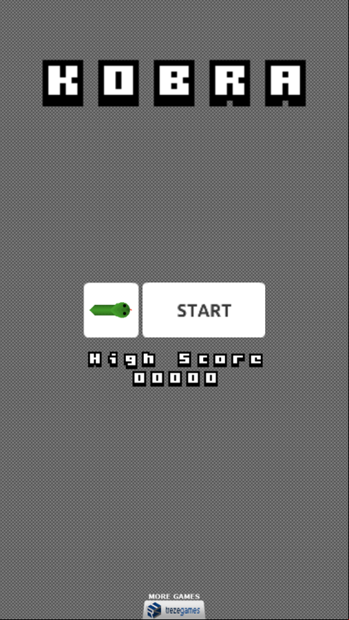 Kobra Game Welcome Screen Screenshot.